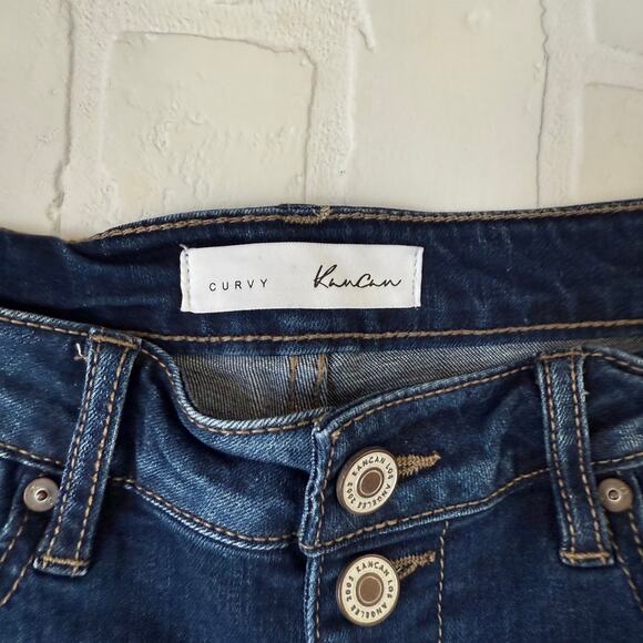 KanCan Curvy Distressed Medium Wash Button Stretch Denim Jeans -sz 5/26 - Picture 3 of 6